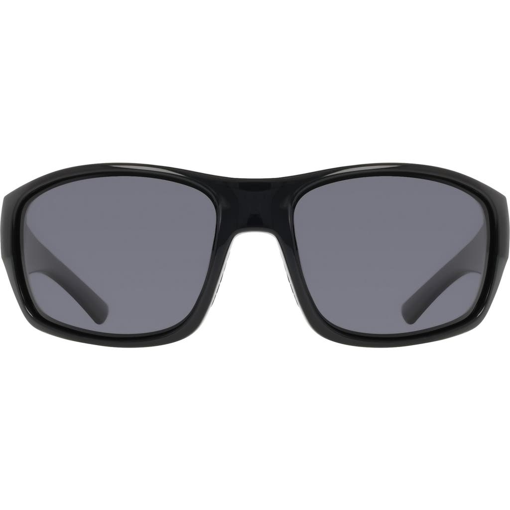 Dragon 64mm Oversize Rectangular Sunglasses In Shiny Black/smoke