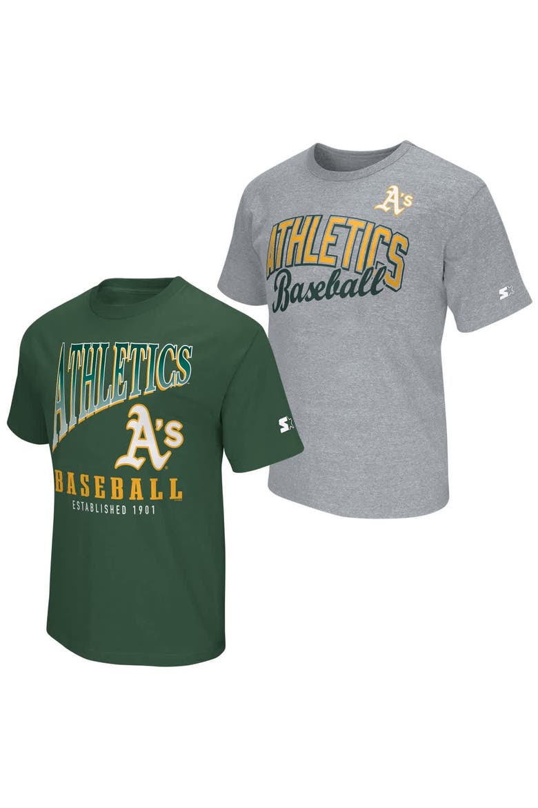 Men's Starter  Green/Heather Gray Athletics Two-Pack T-Shirt Set, Main, color, Green