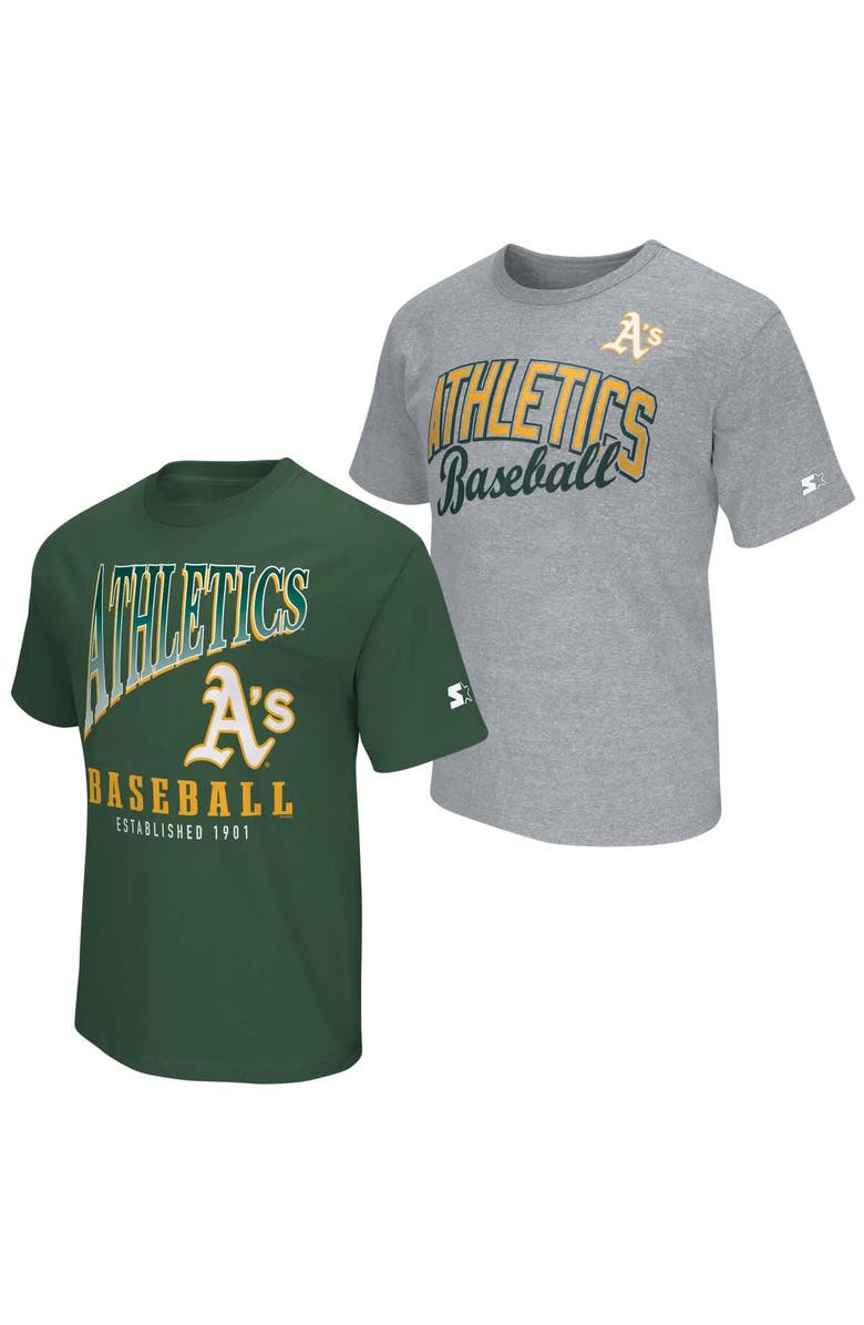 STARTER Men's Starter Green/Heather Gray Athletics Two-Pack T-Shirt Set, Main, color, Green
