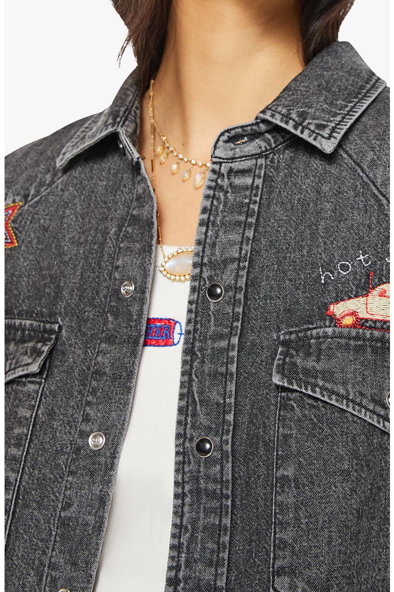 The Exes & Ohs Embroidered Denim Western Shirt, Alternate, color, LIGHTNING ROD