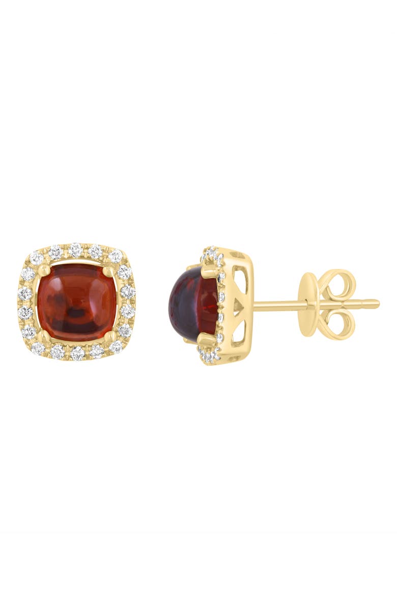 EFFY Garnet Cabochon & Diamond Halo Stud Earrings, Alternate, color, Red