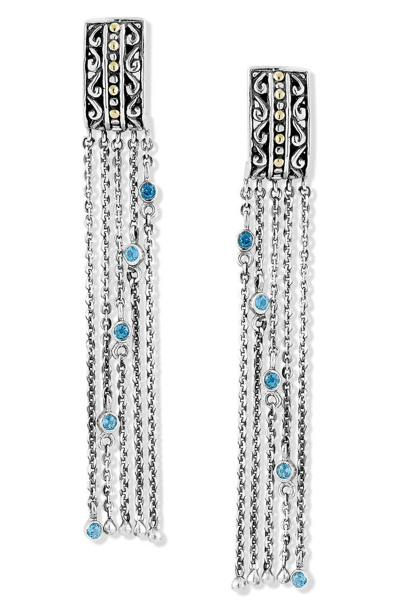 SAMUEL B. Blue Topaz Two-Tone Chain Drop Earrings, Main, color, Blue
