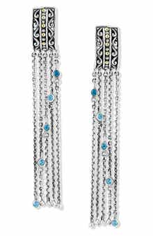 SAMUEL B. Blue Topaz Two-Tone Chain Drop Earrings