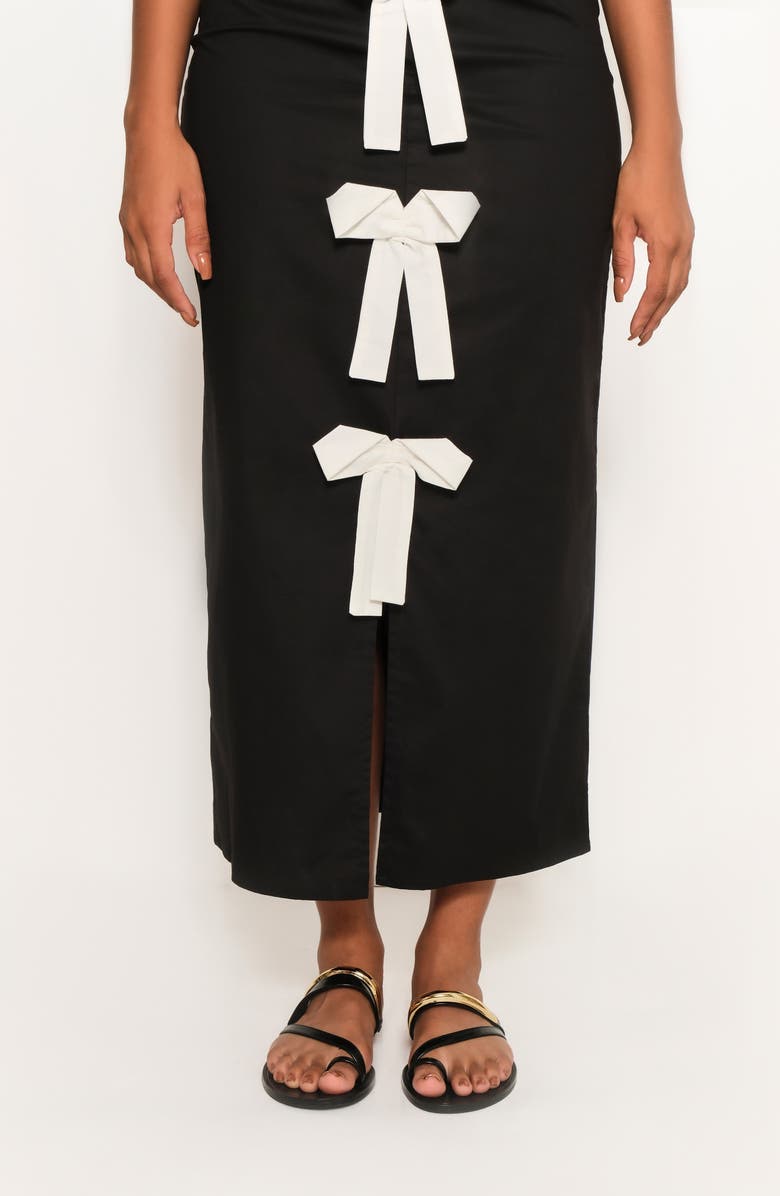 The Lulo Project Cliff Bow Front Halter Maxi Dress, Alternate, color, 