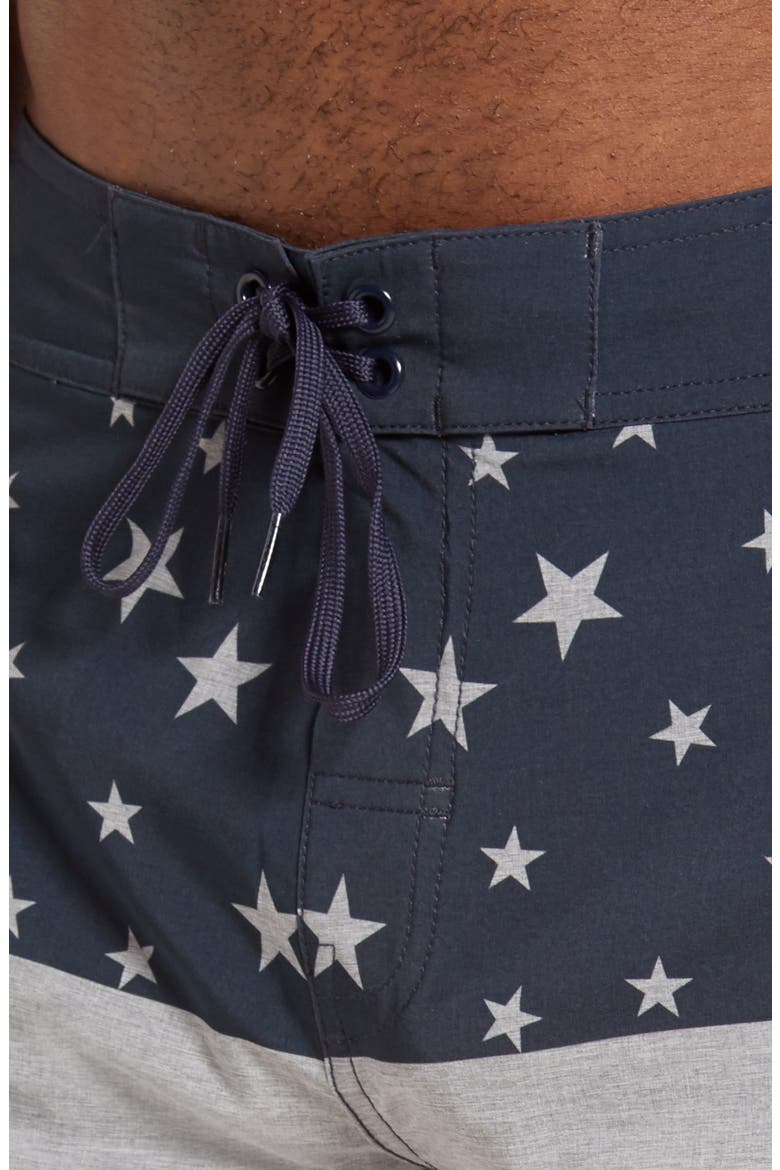 Ticker Tape Board Shorts, Alternate, color, MOOD INDIGO
