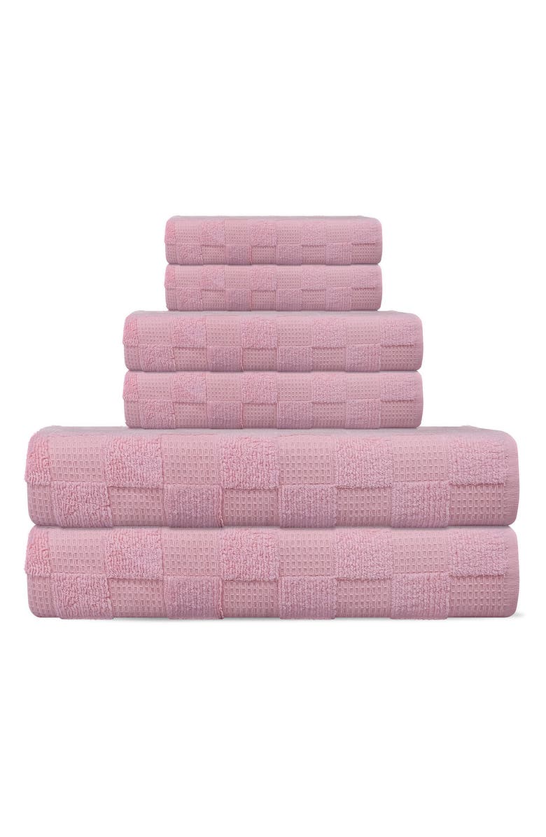 DePera Waffle Terry 6-Piece Turkish Cotton Bath Towel Set, Main, color, Blush