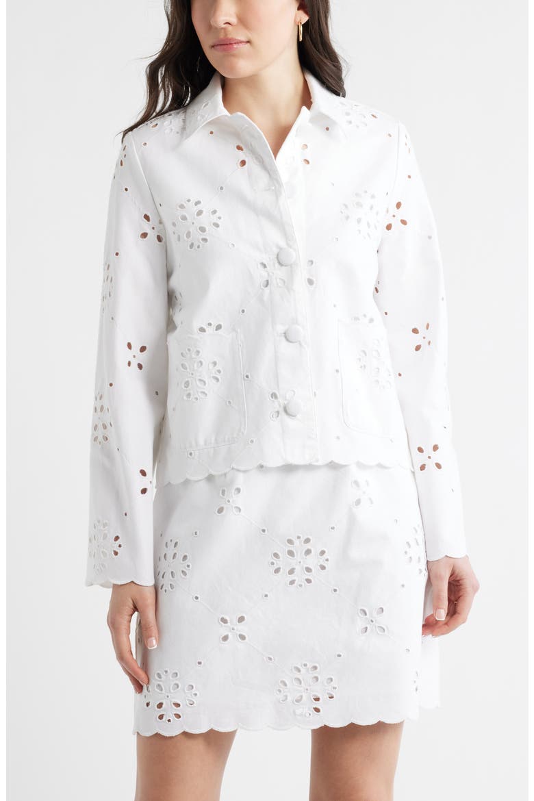 Eyelet Lace Jacket, Main, color, WHITE
