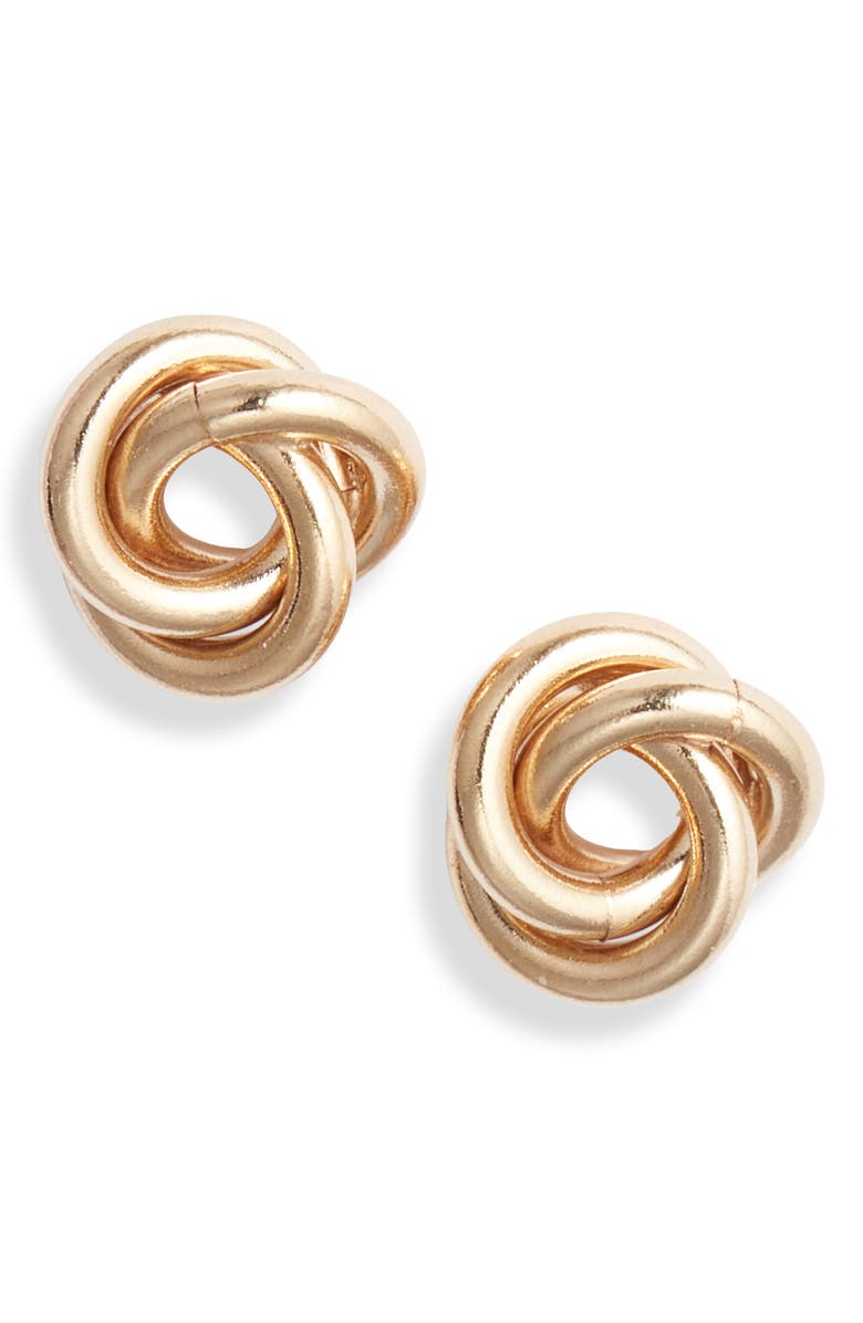 Set & Stones Knot Stud Earrings, Main, color, Gold