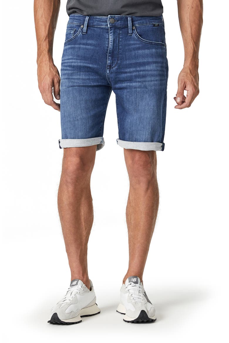 Brian Knit Denim Shorts, Main, color, DARK BRUSHED