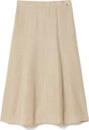 Marina Rinaldi Scamera Flax Linen Midi Skirt