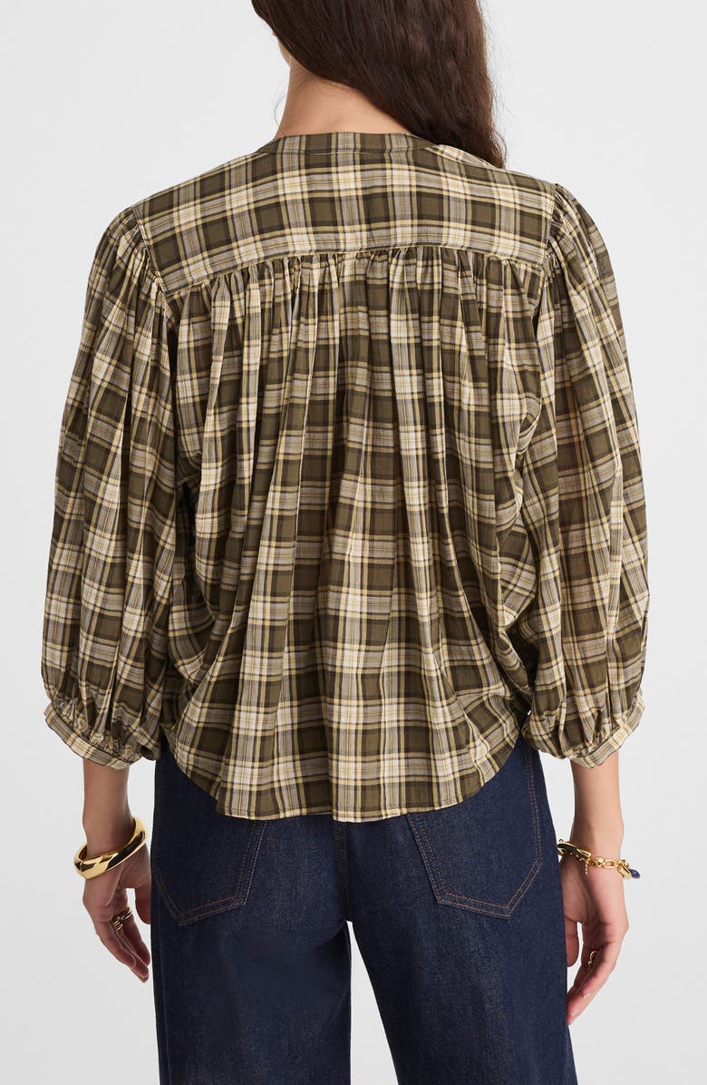 Madewell Balloon Sleeve Cotton Button-Up Top, Alternate, color, Faded Ivy