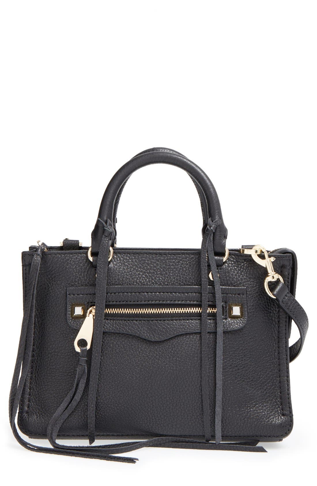 'Micro Regan' Satchel, Main, color, BLACK/ LIGHT GOLD HRDWR