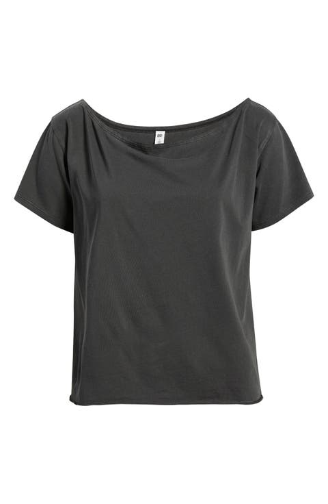 Relaxed Fit Boat Neck Cotton T-Shirt