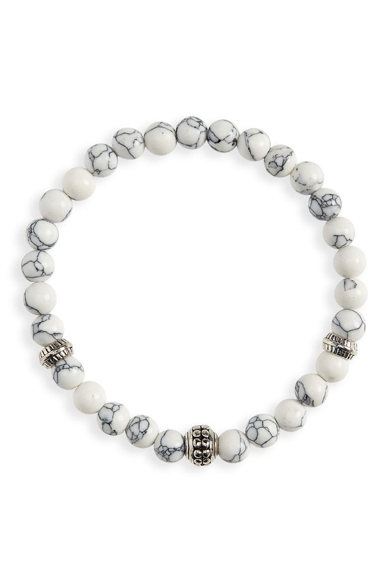 Beaded Bracelet, Main, color, WHITE/ GREY