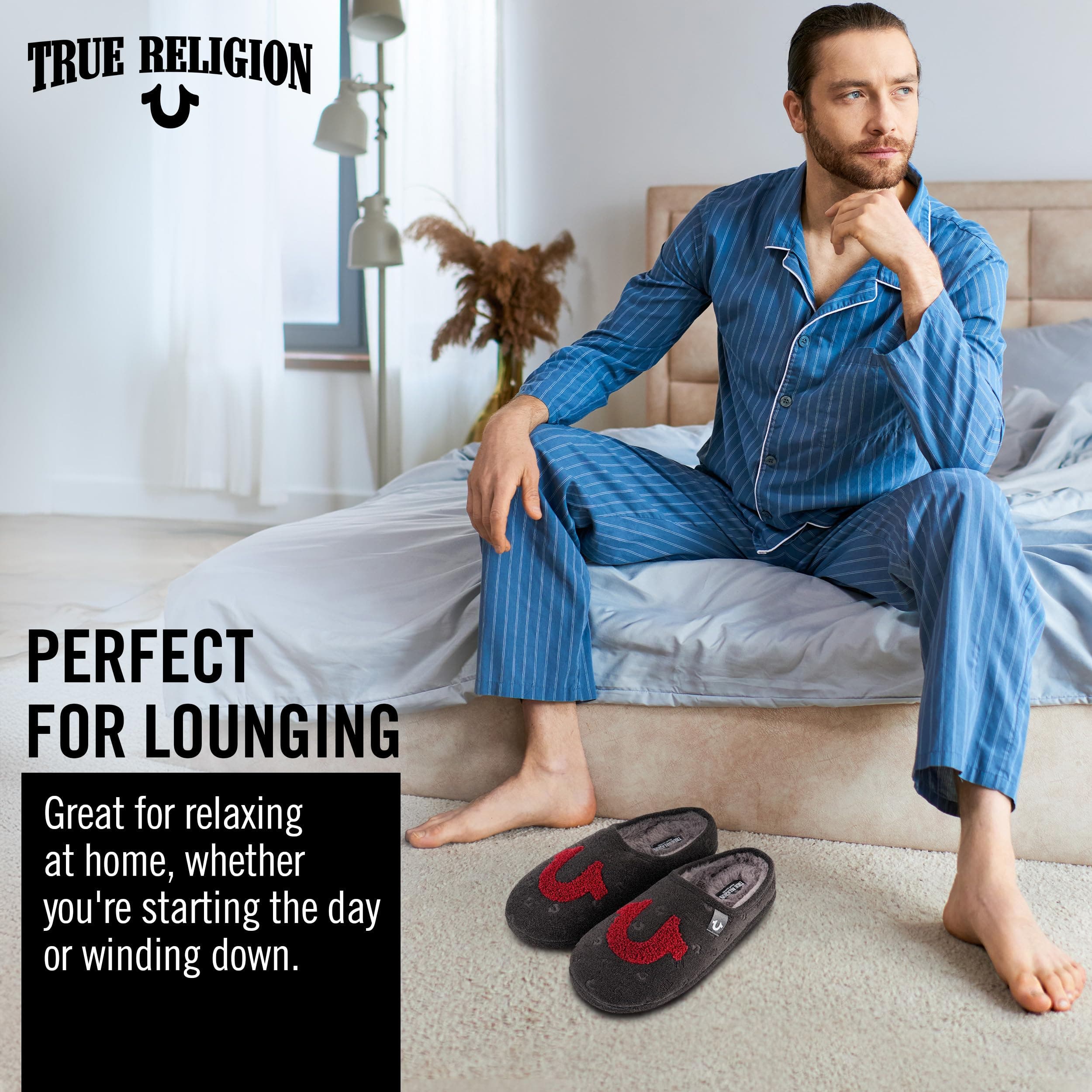 True Religion Indoor House Slippers, Alternate, color, 