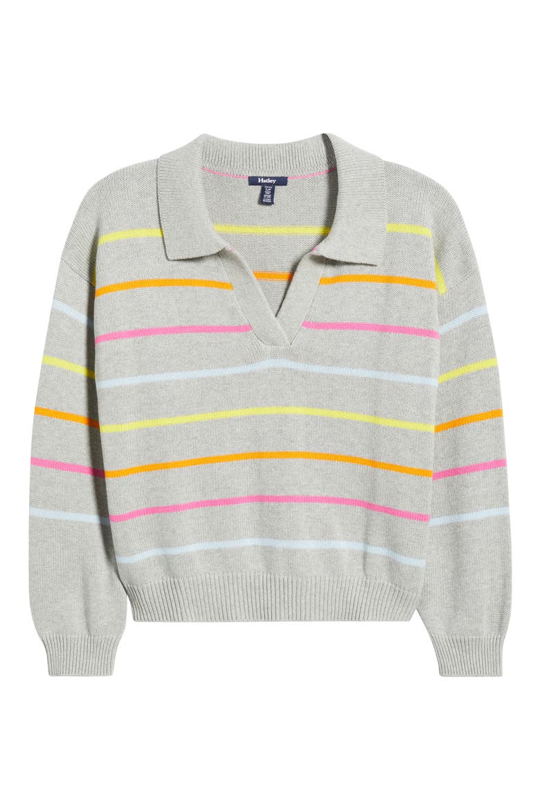 Stripe Johnny Collar Sweater, Alternate, color, GREY