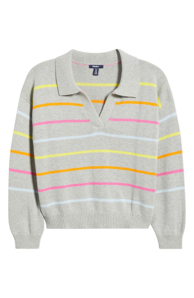 Hatley Stripe Johnny Collar Sweater, Alternate, color, Grey