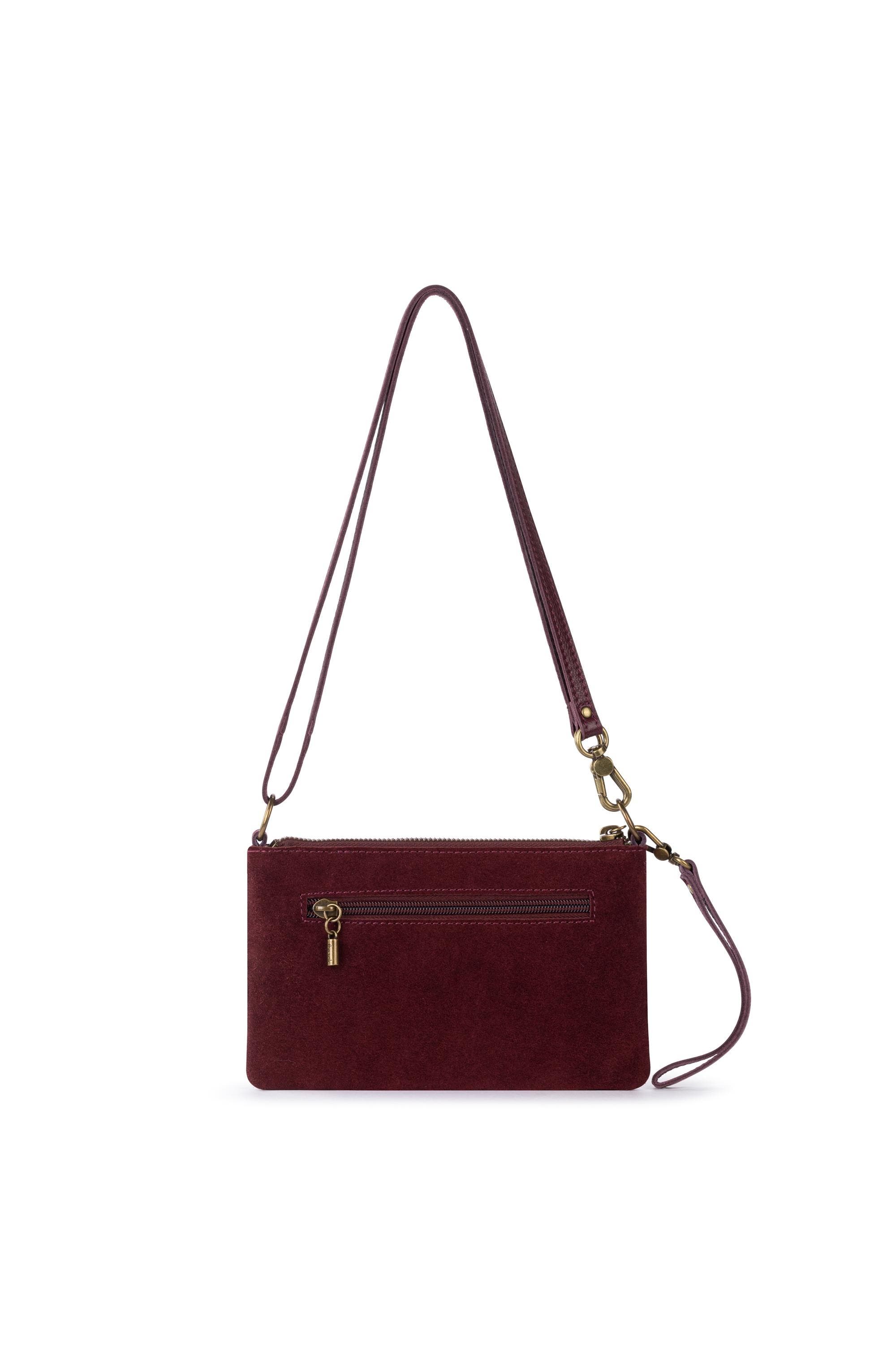 Vita Hand Leather Crossbody Wristlet, Alternate, color, Black Cherry Suede