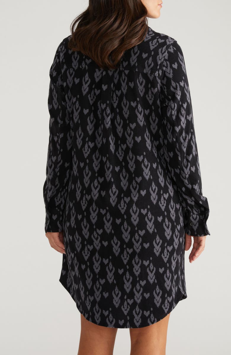 Universal Standard Long Sleeve Check Flannel Shirtdress, Alternate, color, Indigo Ikat Arrow Blue