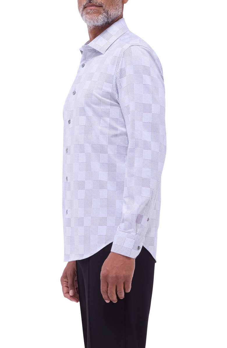 Bugatchi Jimmy OoohCotton<sup>®</sup> Mixed Print Button-Up Shirt, Alternate, color, Platinum