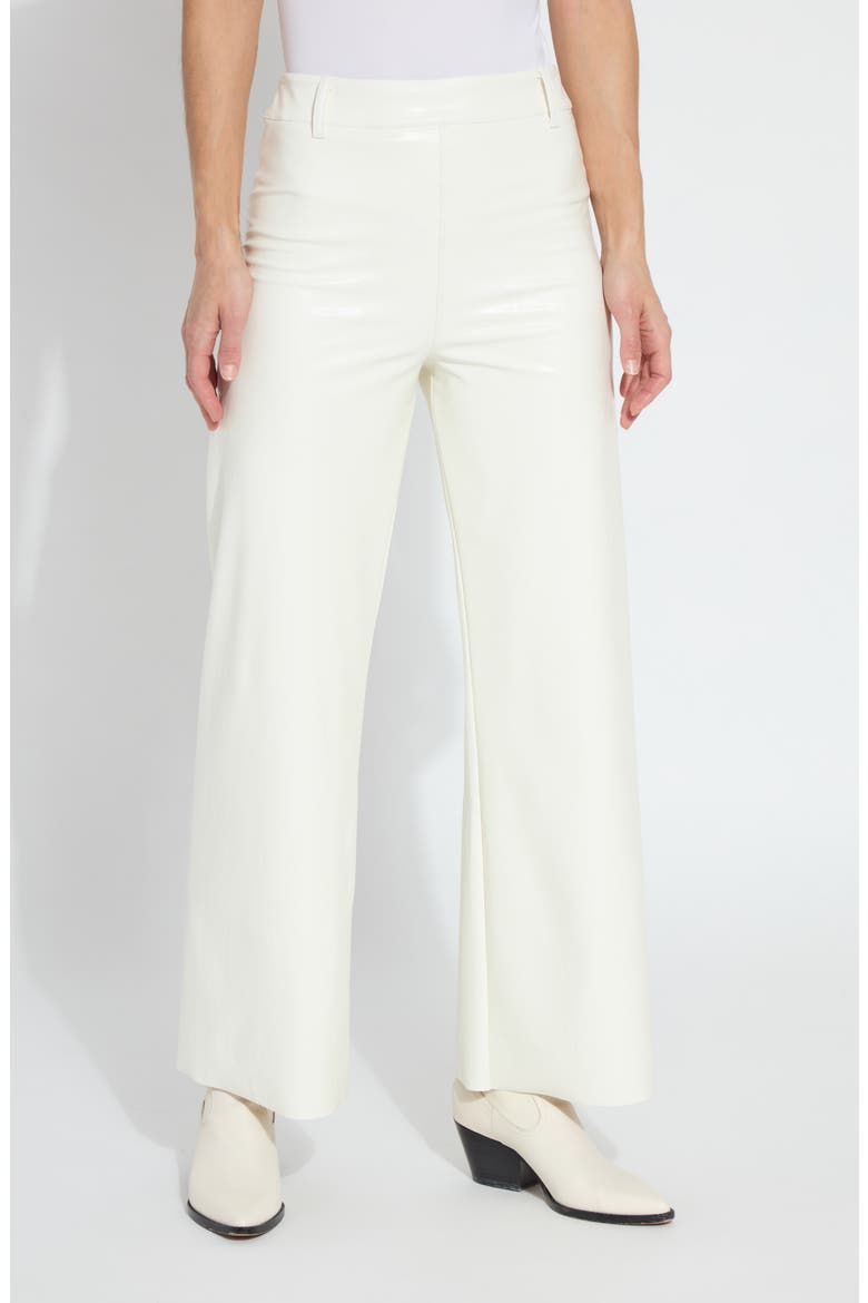 High Waist Faux Leather Wide Leg Pants, Main, color, SNOW WHITE