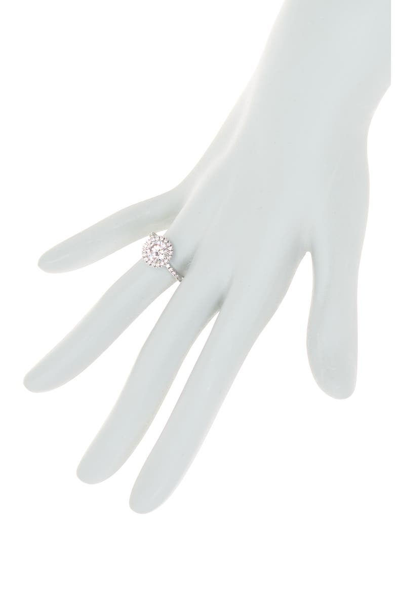 Round Halo CZ Engagement Ring, Alternate, color, RHODIUM