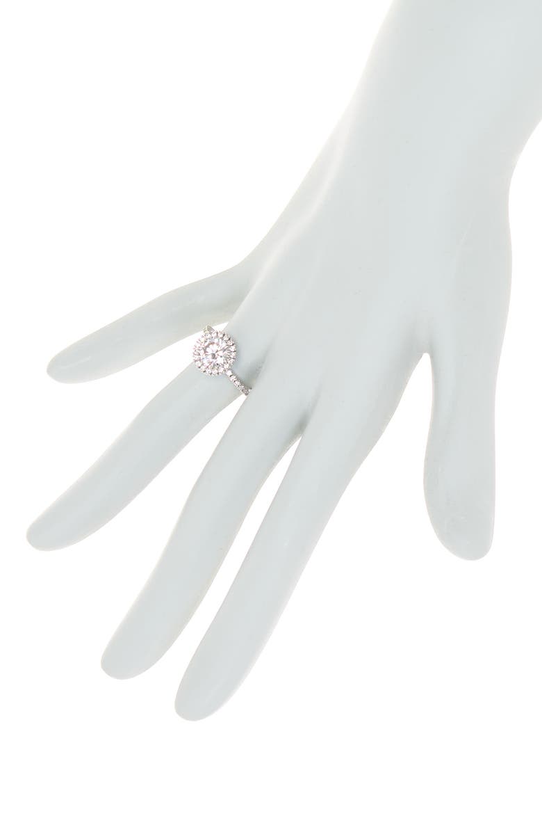 Covet Round Halo CZ Engagement Ring, Alternate, color, Rhodium