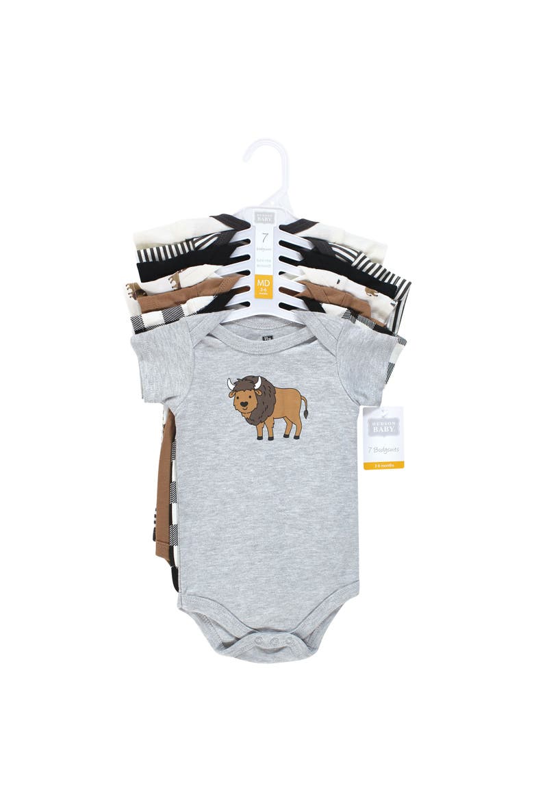 Cotton Bodysuits 7-Pack, Alternate, color, Wild Buffalo