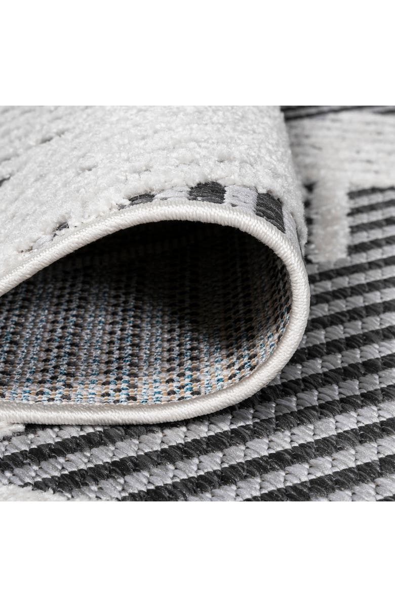 JONATHAN Y Jazz High-Low Pile Art Deco Geometric Indoor/Outdoor Area Rug, Alternate, color, Black/Ivory