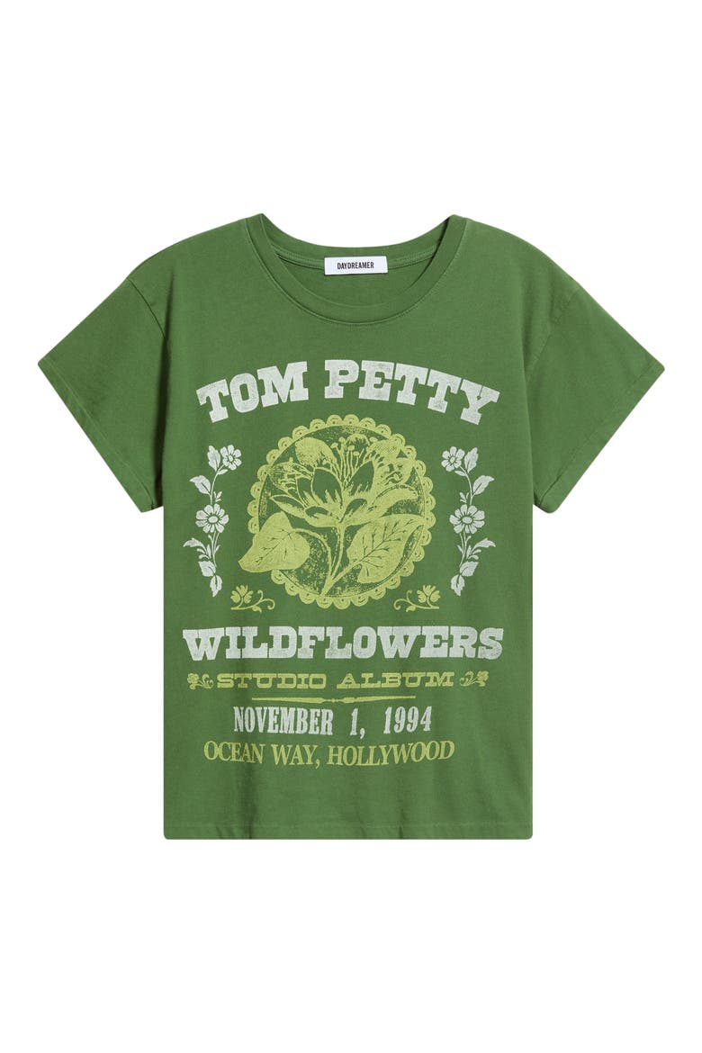 Tom Petty Wildflowers Studio Album Graphic T-Shirt, Alternate, color, DARK IVY