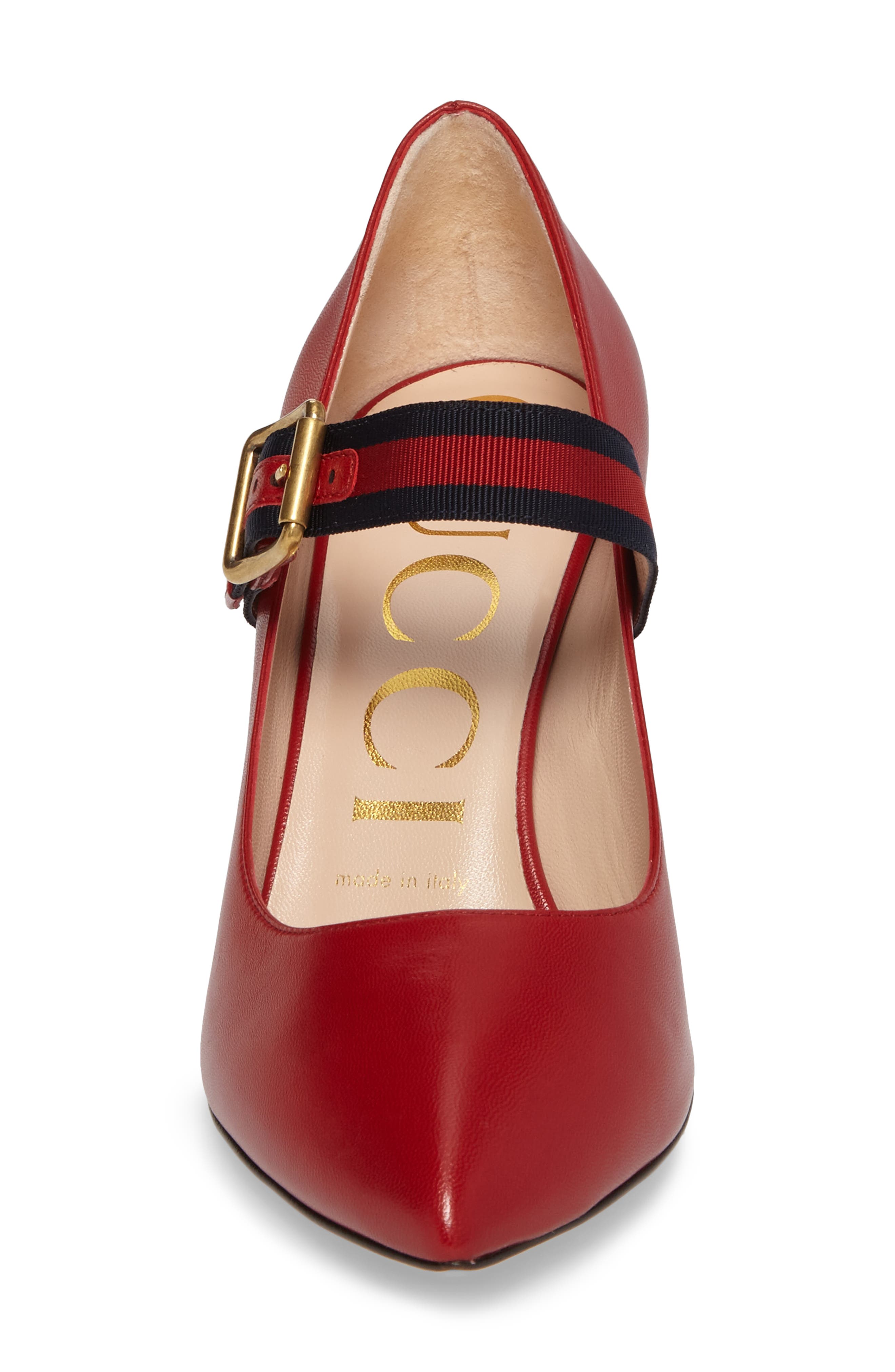Mary Jane Pointed Toe Pump, Alternate, color, RED LEATHER