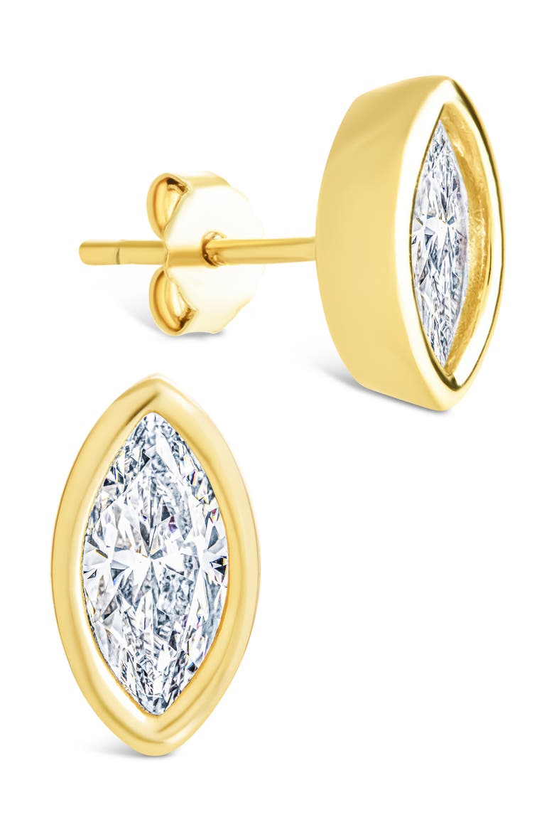 Marquise-Cut Cubic Zirconia Stud Earrings, Main, color, GOLD
