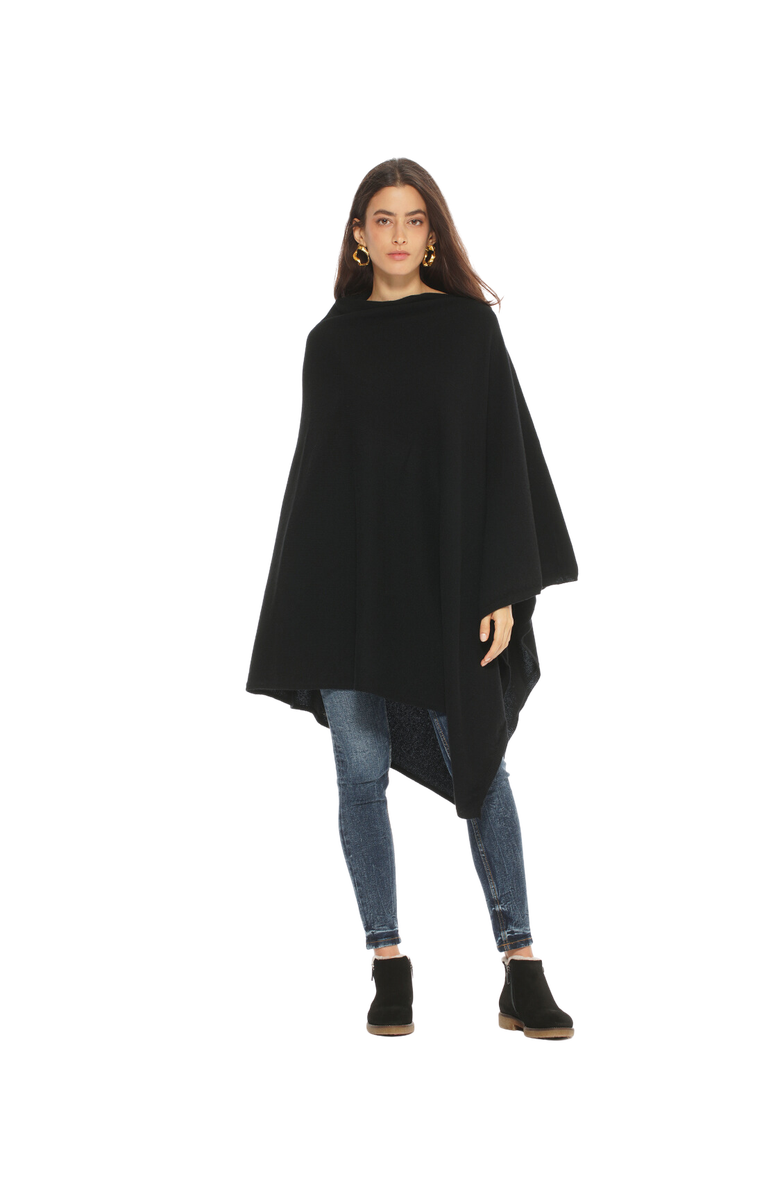 Monticelli Cashmere Pure Cashmere Long Poncho, Alternate, color, Black