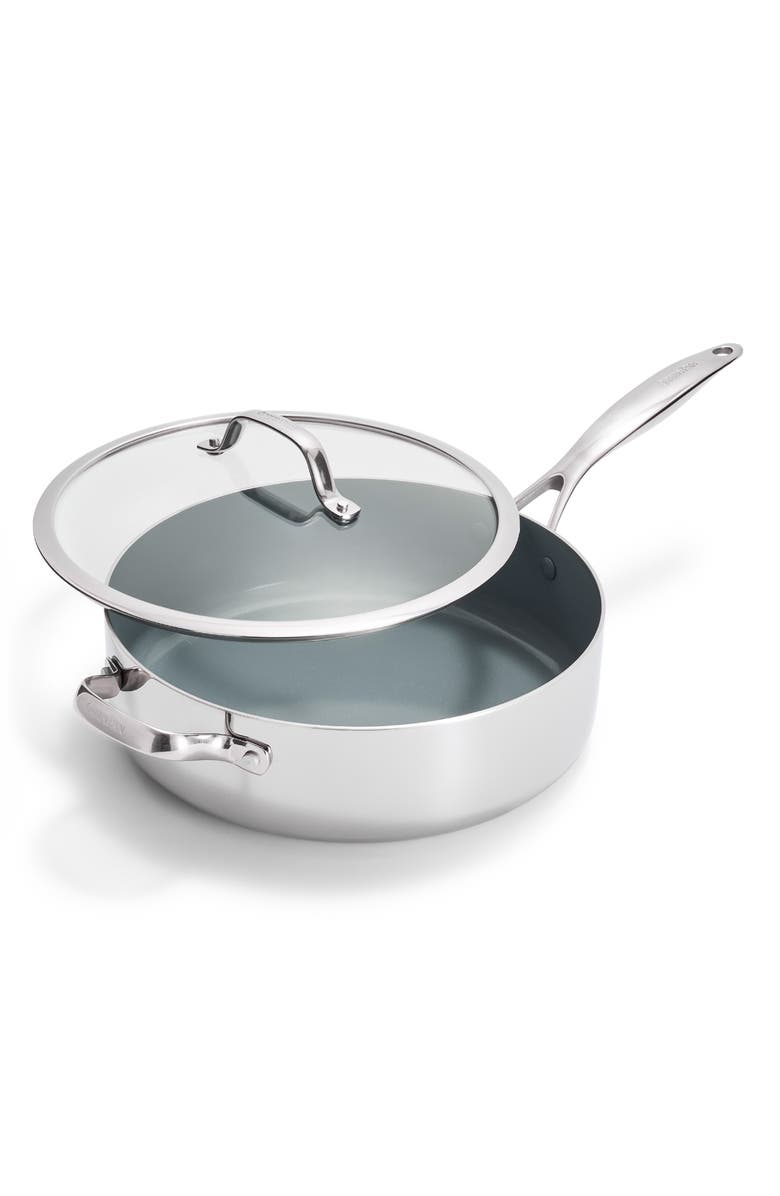 GreenPan Valencia Stainless Steel Nonstick Sauté Pan & Lid, Main, color, Stainless Steel