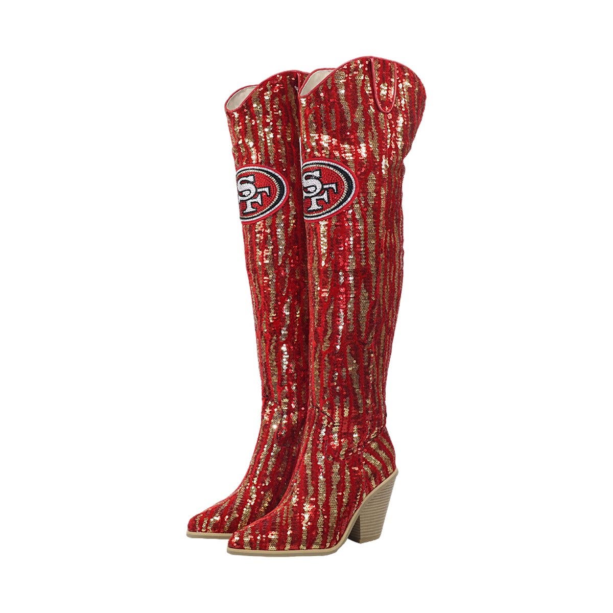 San Francisco 49ers Over-the-Knee Two-Tone Sequin Boots, Main, color, Red