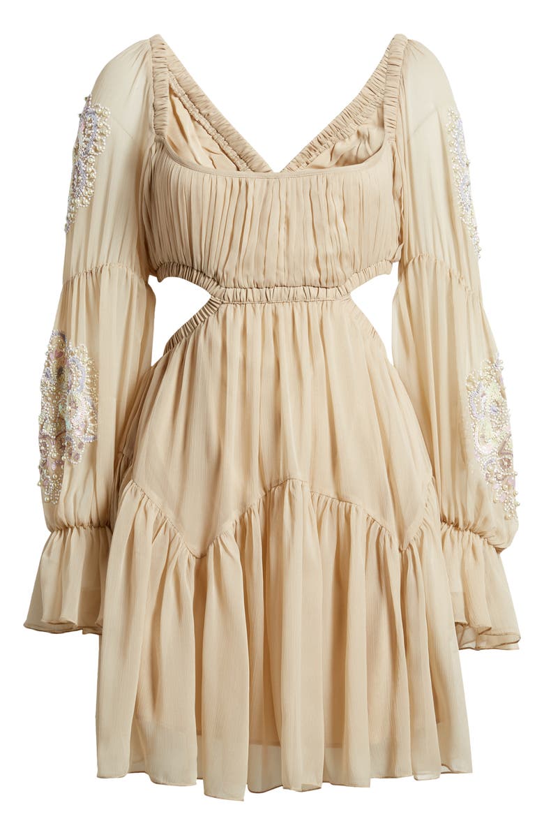 ASOS DESIGN Embellished Waist Cutout Long Sleeve Dress | Nordstromrack