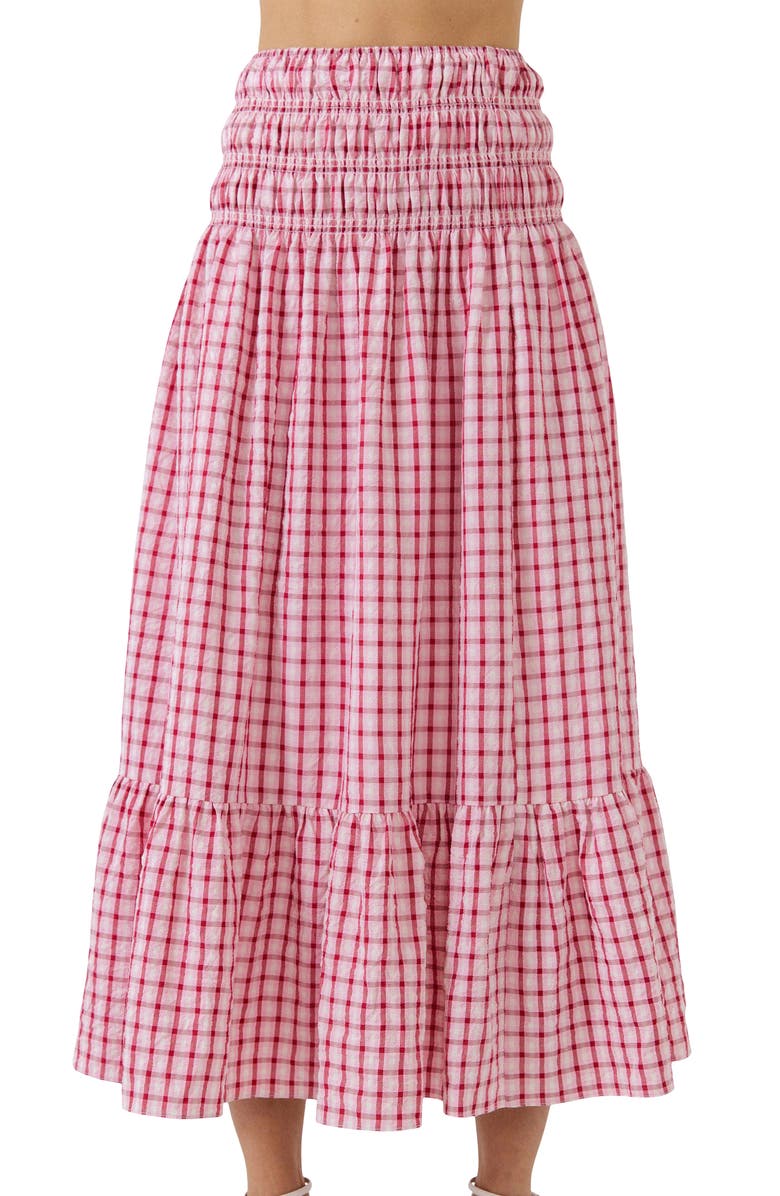 English Factory Tiered Gingham Maxi Skirt, Alternate, color, 