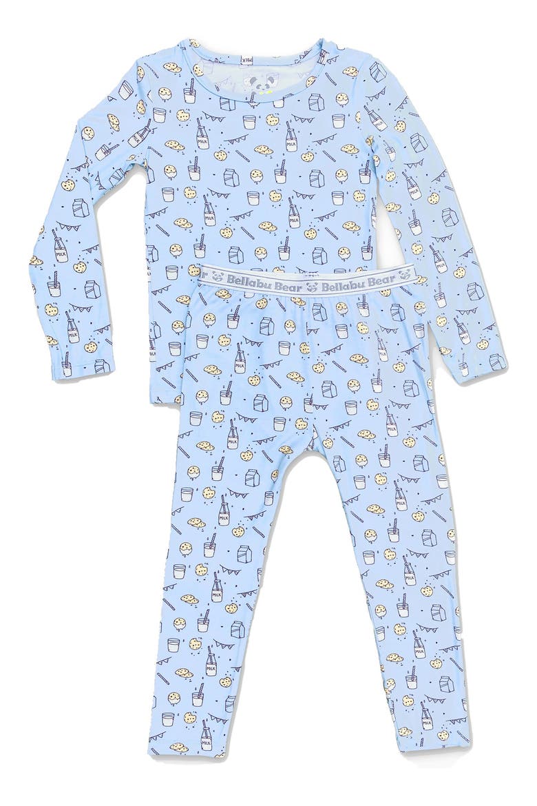 Kids' Blue Milk & Cookies Set of 2 Piece Pajamas, Main, color, MILK & COOKIES BLUE