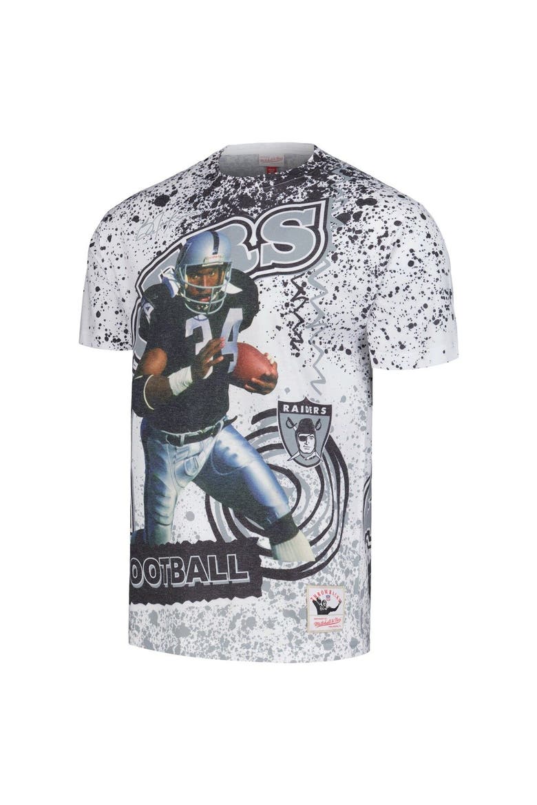 Men's Mitchell & Ness Bo Jackson White Las Vegas Raiders Retired Player Name & Number Burst T-Shirt, Alternate, color, White
