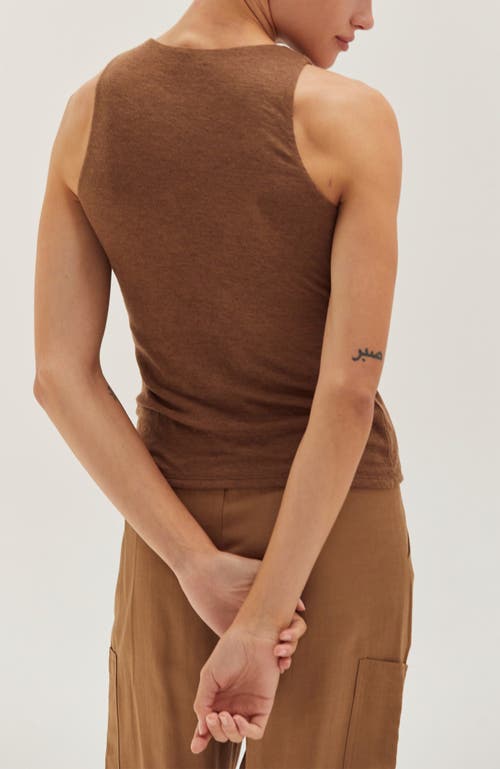 Crescent Shirred Knit Tank Top In Brown
