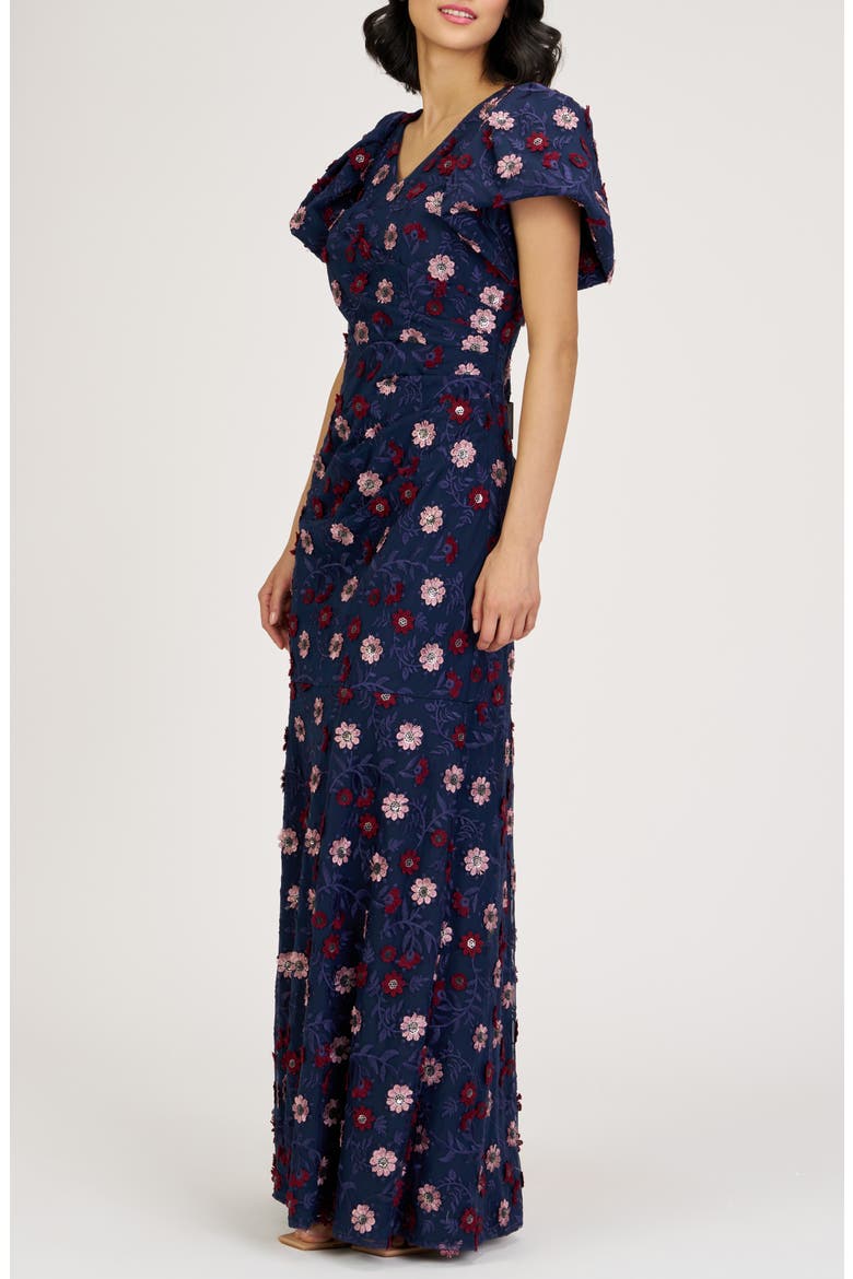 Jade Floral Appliqué Gown, Alternate, color, NAVY MULTI
