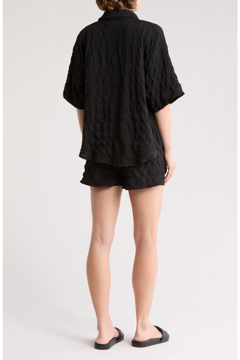 Crinkle Cover-Up Top & Shorts Set, Alternate, color, BLACK