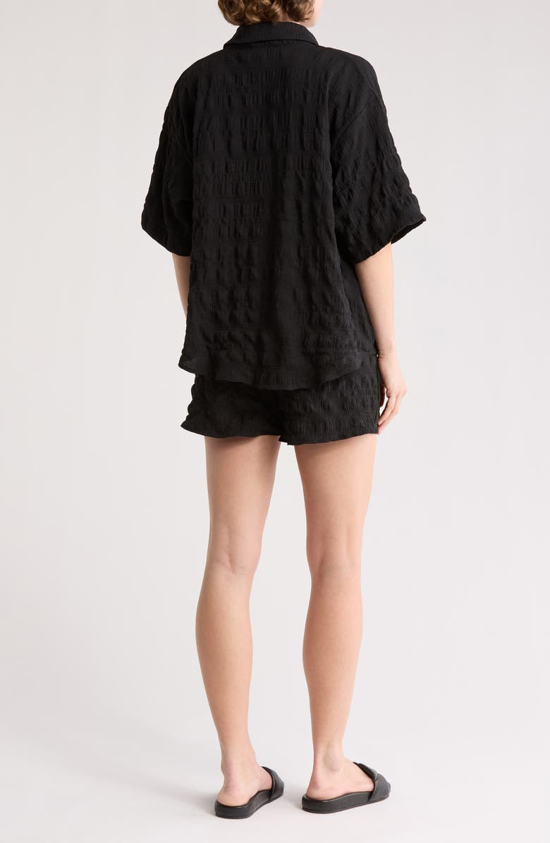 NORDSTROM RACK Crinkle Cover-Up Top & Shorts Set, Alternate, color, Black