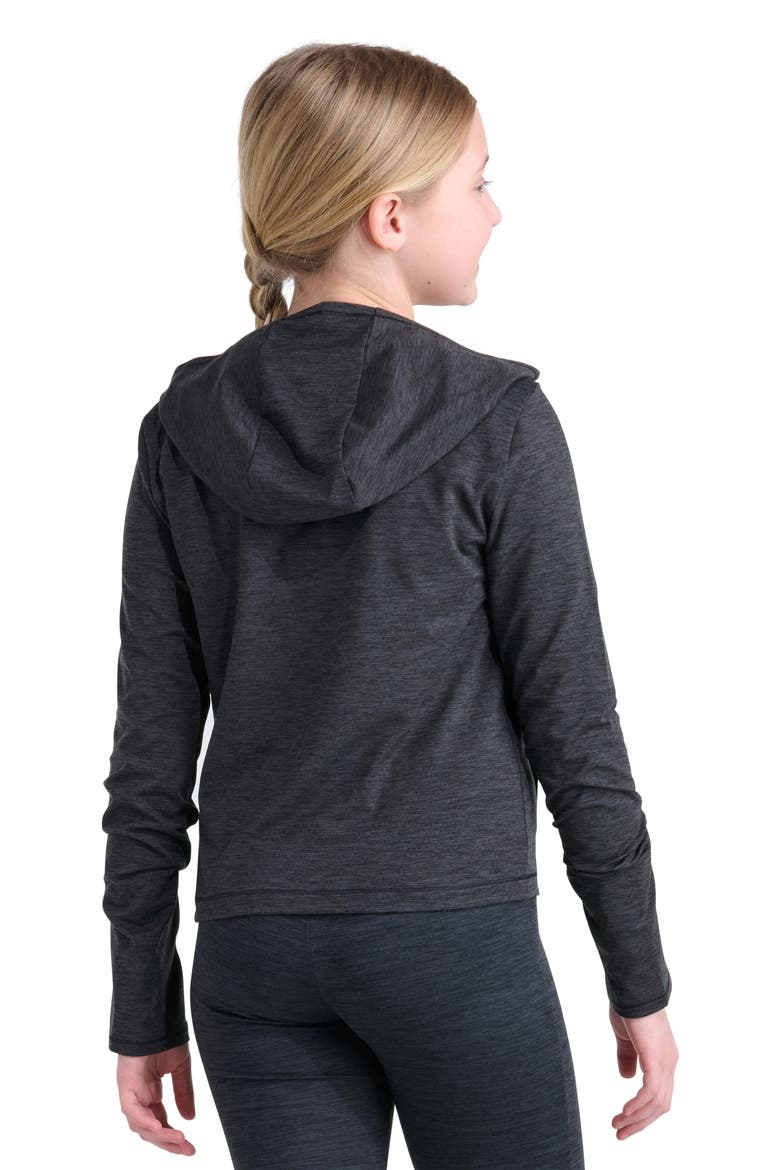 Kids' Full Zip Melange Hoodie, Alternate, color, BLACK/ GREY