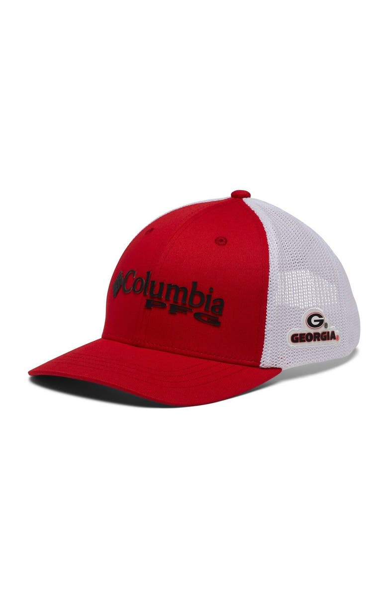 Columbia Youth Columbia Red Georgia Bulldogs PFG Adjustable Hat, Main, color,