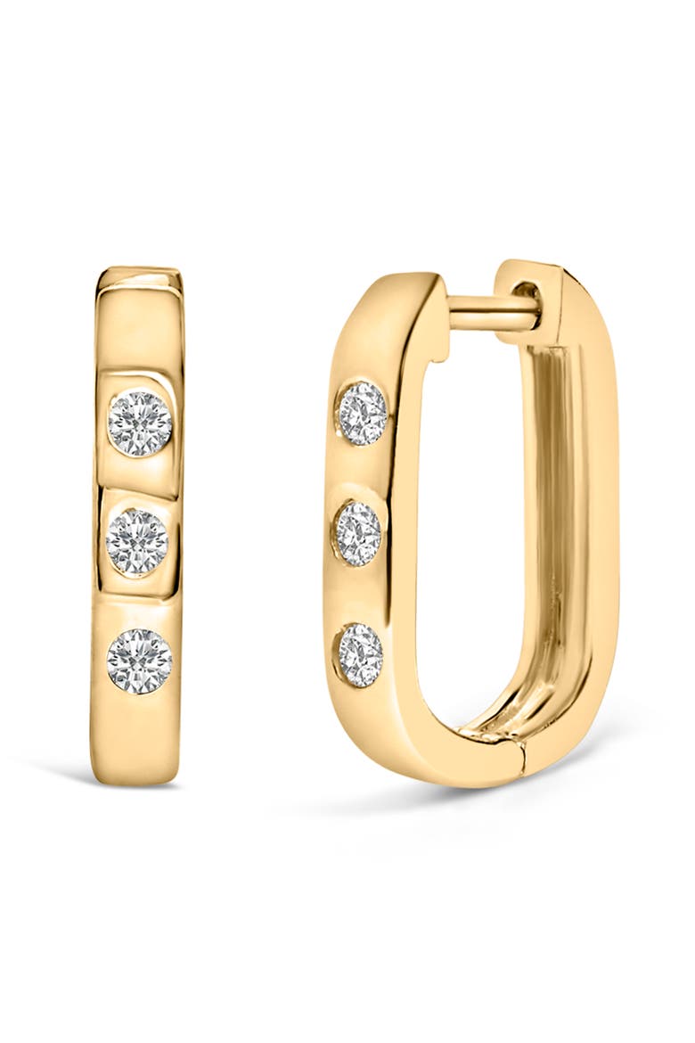 10K Gold 1/10 Cttw Three Stone Lab Grown Diamond Oval Huggies Hoop Earrings, Alternate, color, Yellow