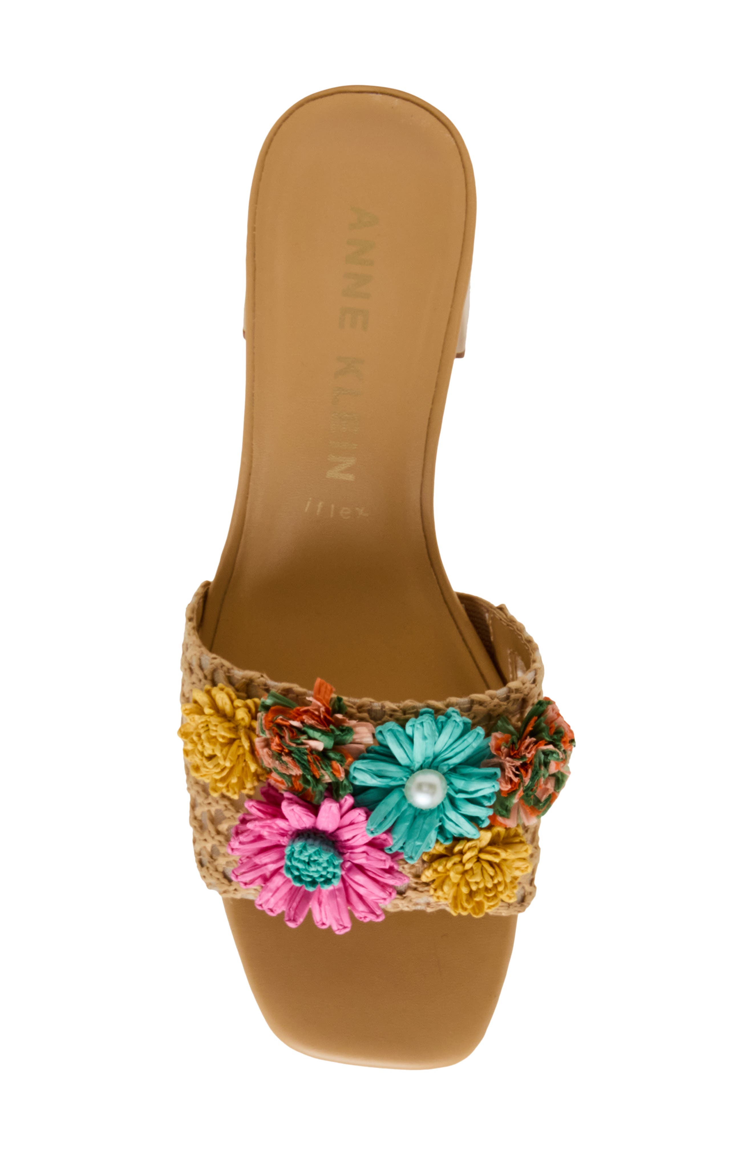 Anne Klein Dia Straw Flower Slide Sandal, Alternate, color, Multicolor