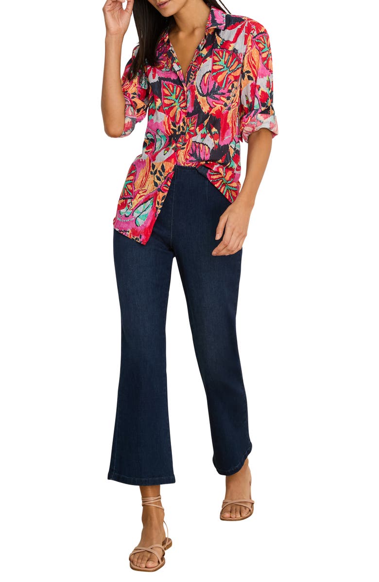 NIC+ZOE Kauai Garden Crinkle Shirt, Alternate, color, Red Multi