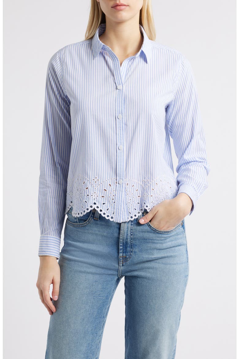 Jullian Embroidered Eyelet Shirt, Main, color, BLUE GLASS