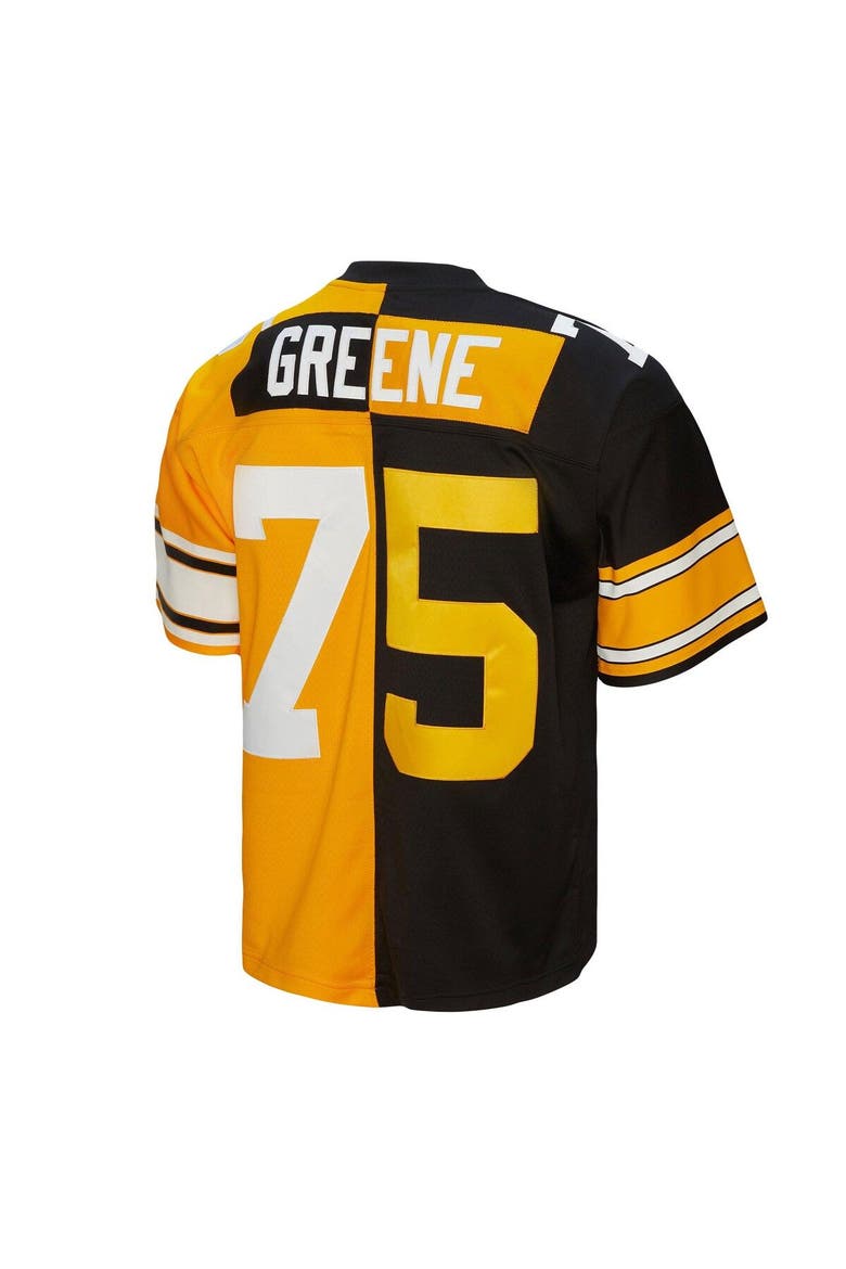 Men's Mitchell & Ness Joe Greene Black/Gold Pittsburgh Steelers 1976 Split Legacy Replica Jersey, Alternate, color, Black